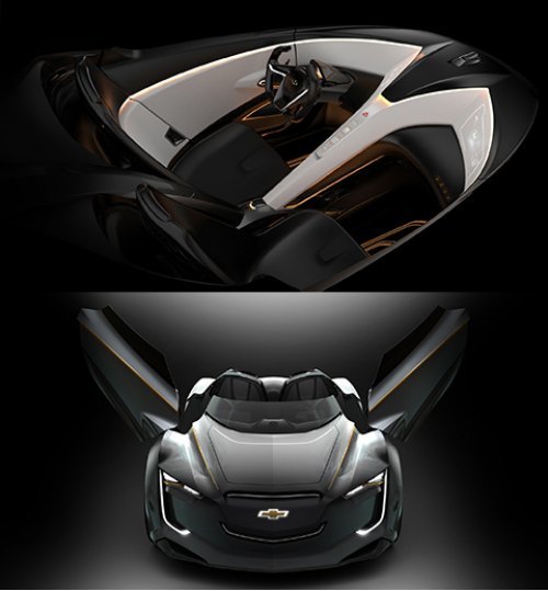 Шоу-кар Chevrolet Mi-ray строго двухместный. Все органы управления, включая кнопку запуска…