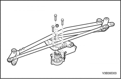 5. Отсоединить электрический разъем блока стеклоочистителей от электродвигателя.