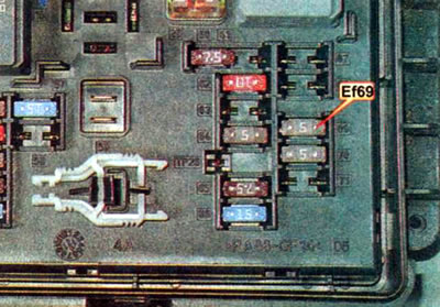 3. Проверите исправност осигурача Ef69 у кутији са осигурачима и релејима у моторном простору.…