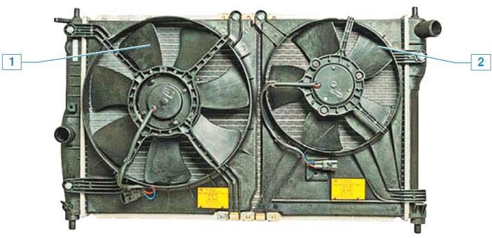 Removal and installation of the electric fan of the radiator of the engine cooli