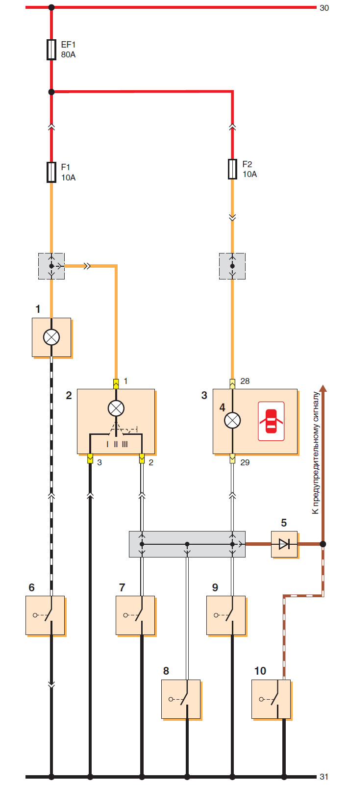 Схема включения плафонов освещения салона и багажника (Шевроле Ланос ...