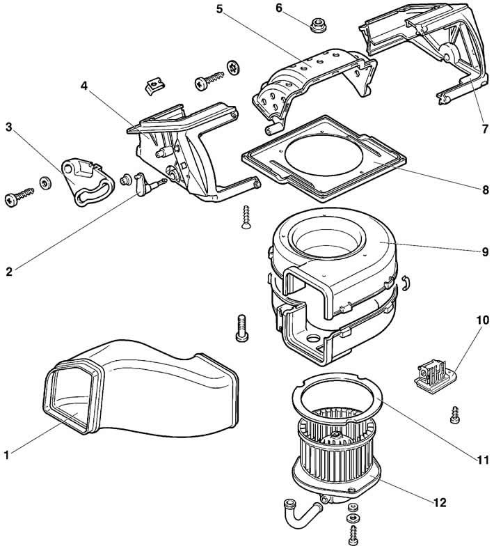 Схема отопителя салона нива Removal and installation of a heater (Chevrolet Niva 1 2002-2016: Body: Ventilat