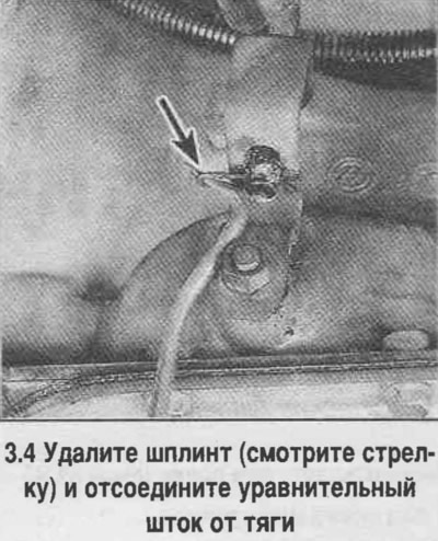 4. Расшплінтуйце і зніміце ўраўняльны шток (глядзіце фатаграфію).