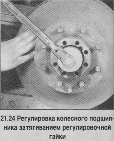 24. A kerék forgatása közben húzza meg a beállító anyát 60 Nm nyomatékkal. (lásd a fényképet).
