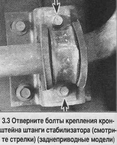 3. Адкруціце ніт мацавання кранштэйна штангі стабілізатара (глядзіце фатаграфію).