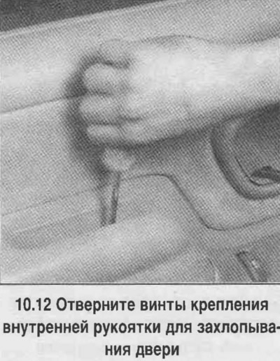 12. Отстранете двата винта и дръжката на вътрешната врата (вижте снимката).