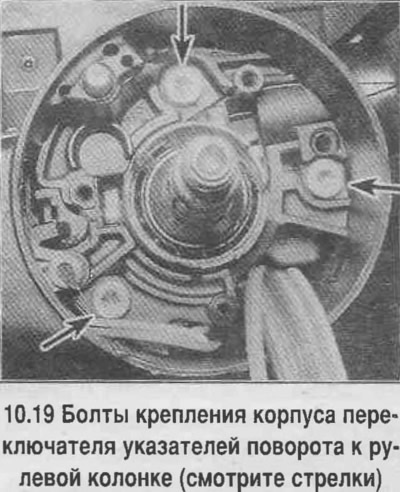 19. Адкруціце ніты мацавання корпуса перамыкача паказальнікаў павароту і рулявой калонцы (глядзіце…
