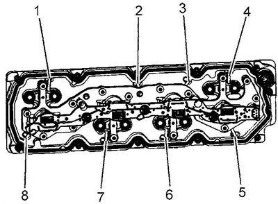6. Пазначце месцы ўстаноўкі фіксуюць строп (1-8).