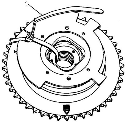1. Закрепите муфту пластиковым хомутом (1), если не сделали этого ранее.