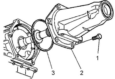 5. Csavarja ki a hátsó forgattyúházat rögzítő csavarokat (1). Meghúzási nyomaték 45 Nm.