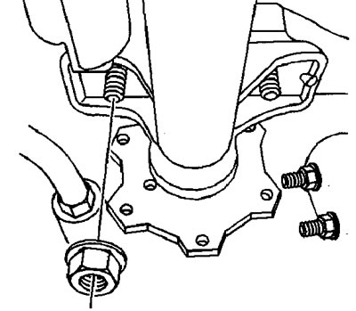 15. Отверните гайки крепления балки моста к кронштейну.