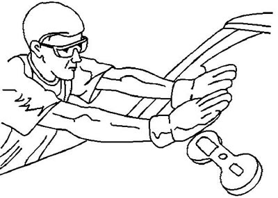 24. Плотно прижмите стекло к проему кузова.