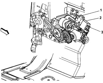 2. Отсоедините фиксатор (1).